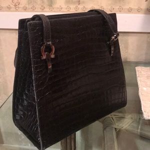 Classic rare vintage Ferragamo calf embossed bag